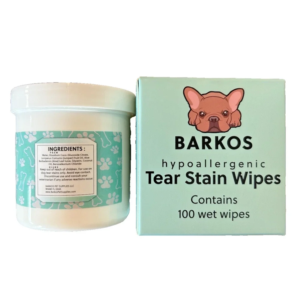 Lot Of 2 / Barkos Hypoallergenic Wrinkle Wipes Tear Stain Wipes For Dogs, 100ct